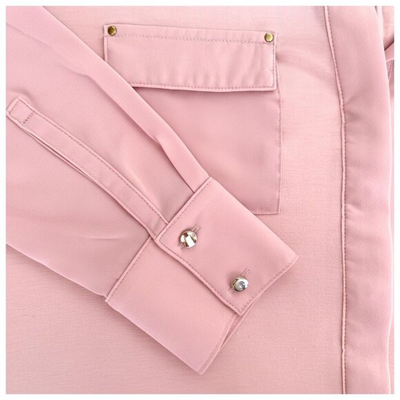 White House Black Market Blush Pink Button Up Shirt Soft Stretch Work Blouse XS - Picture 4 of 8
